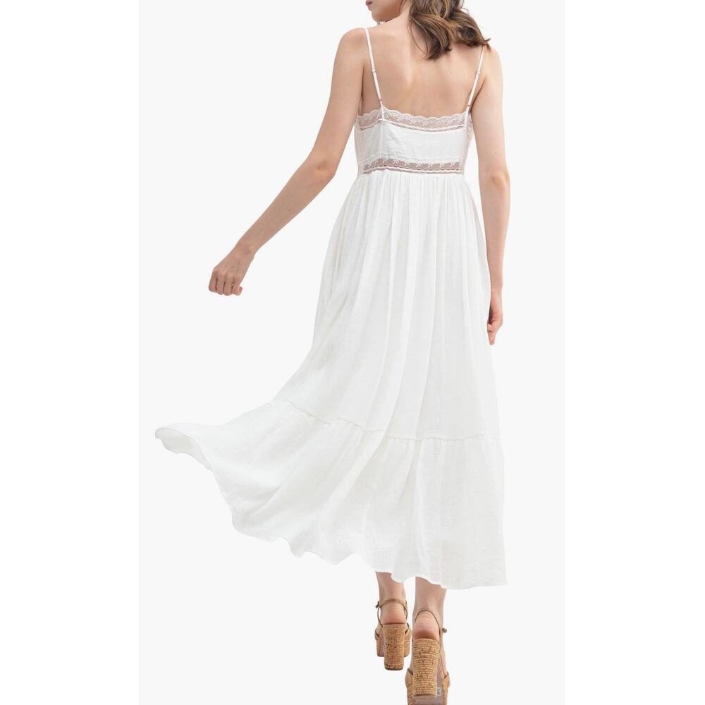 All In Favor Lace Detail Midi Dress Off White Size M NWT - Picture 2 of 9